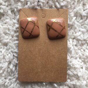 Vintage Rose Gold Earrings with Gold Trim